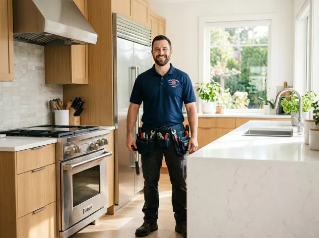 Appliance Repair Hero technician in a Barium Springs, NC kitchen after an appliance repair